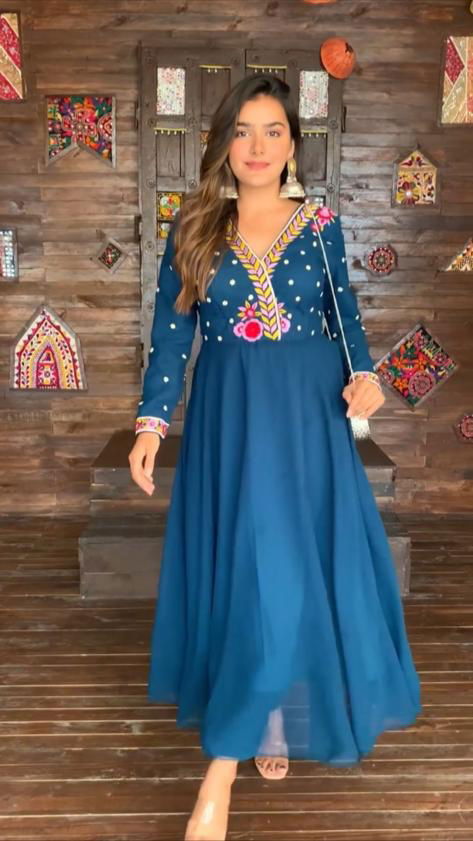 LADLI Ladli By Krishi Georgette Embroidery Anarkali Kurtis